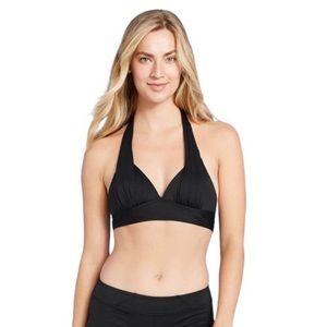 Kona Sol Black Padded Halter Bikini Top Size Medium